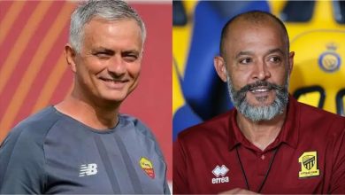 Nuno Santo jostles Jose Mourinho